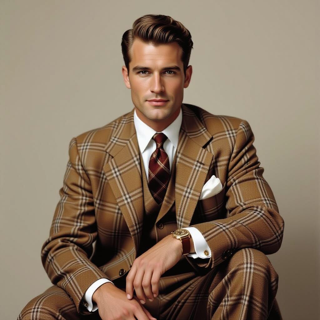 Man Embodies 1950s Style With Plaid Sport Coat
