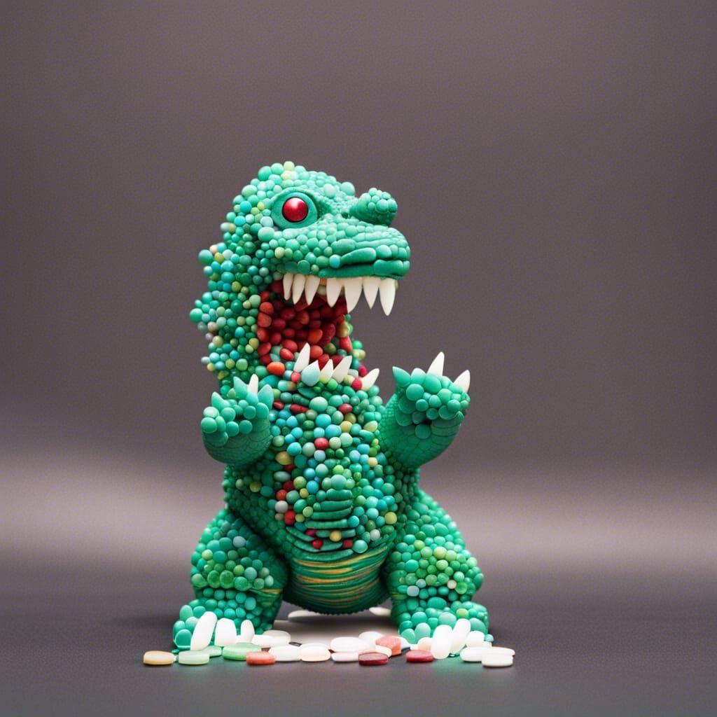 Godzilla made out of candy