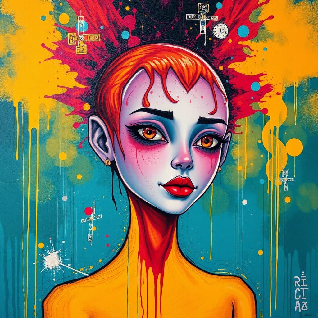 Colorful Polychromatic Graffiti Art in Street Style