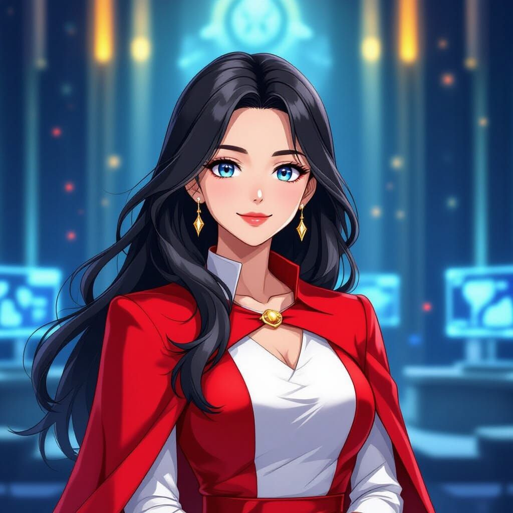 Anime Portrait of Albanian AI Minister in Red and White