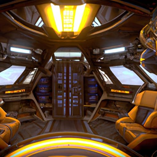 Epic Spaceship Interior: Hyperdetailed Concept Art