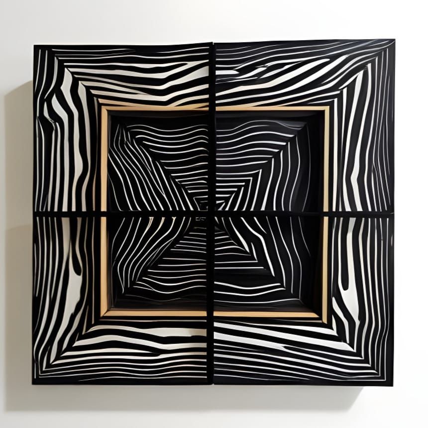 Wooden Sculpture in Geometric Patterns