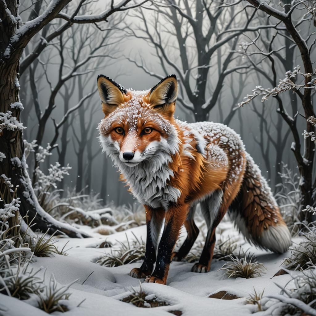 Hyperrealistic 3D Fox with Acrylic Details