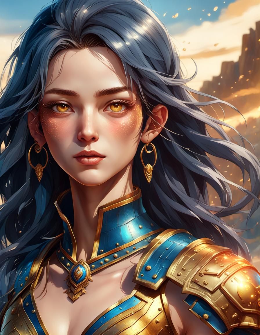 Majestic Warrior Portrait in Vibrant Oil Painting Style