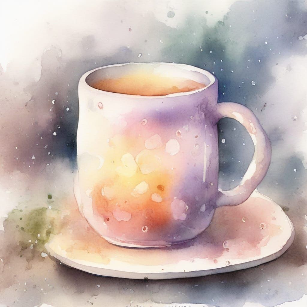 Whimsical Watercolor Mug Filled with Ethereal Tea