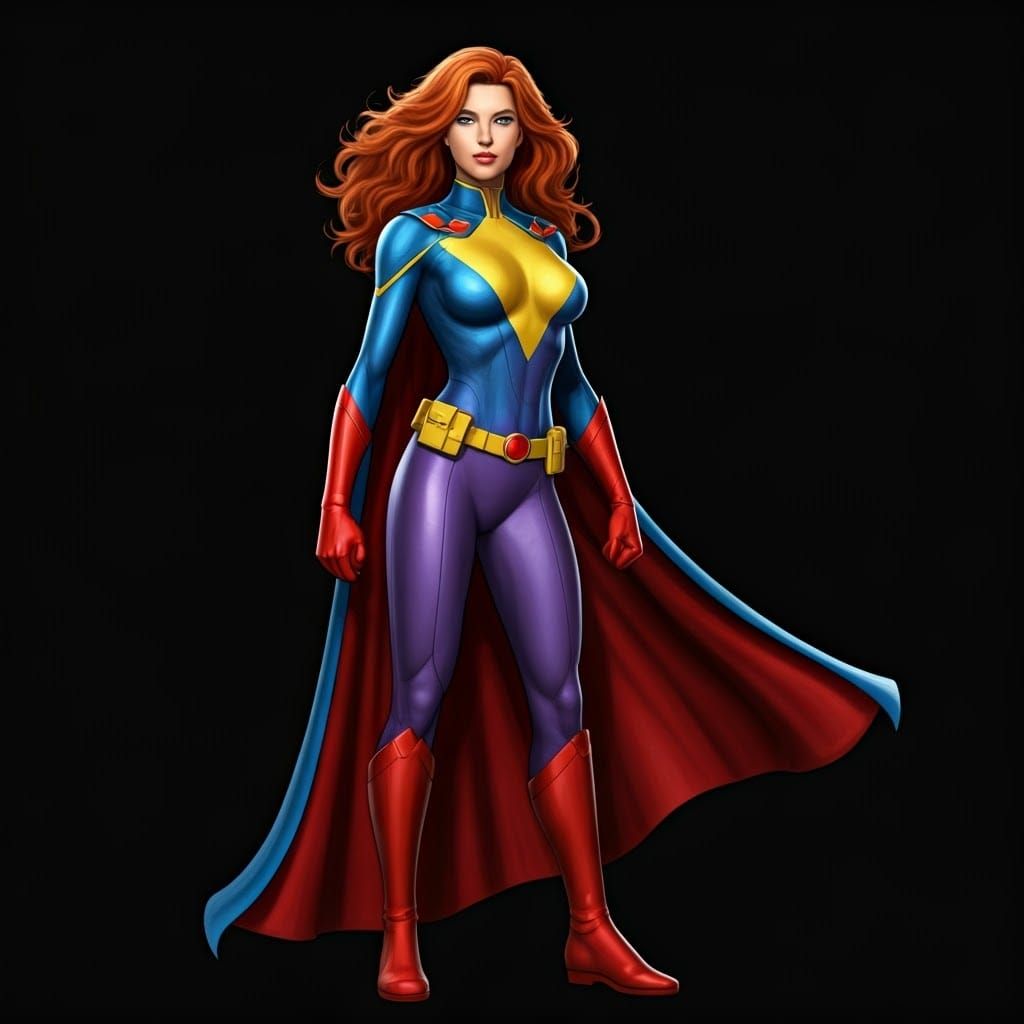 Dynamic Female Superhero in Vibrant Colors