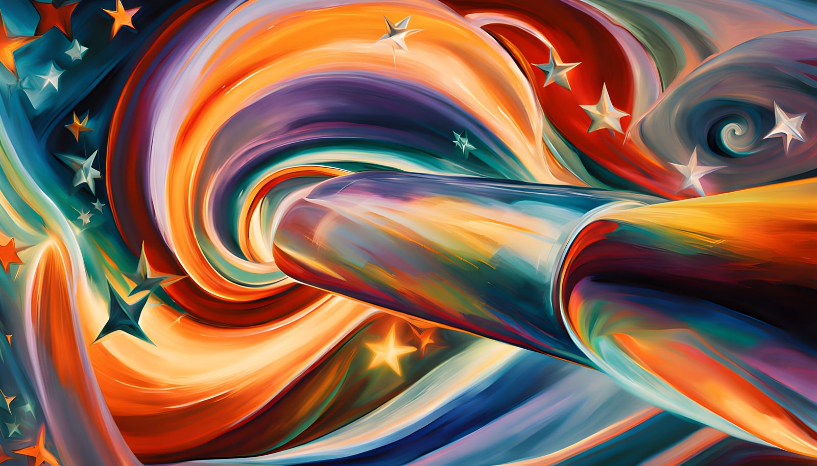 Surreal Spacecraft Speeds Through Cosmic Vortex in Vibrant O...