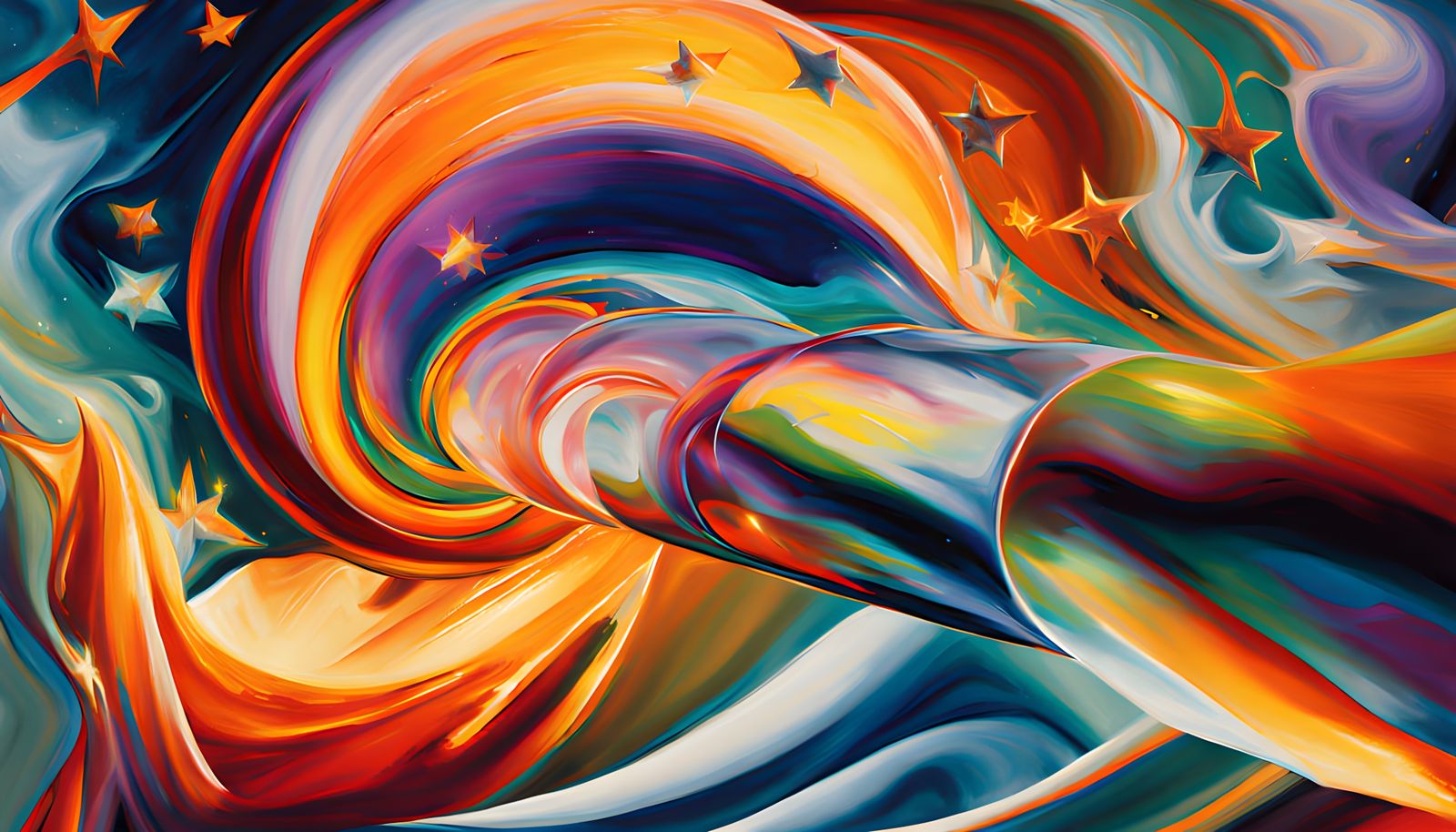 Surreal Cosmic Vortex in Vibrant Antipasto Oil Painting Styl...