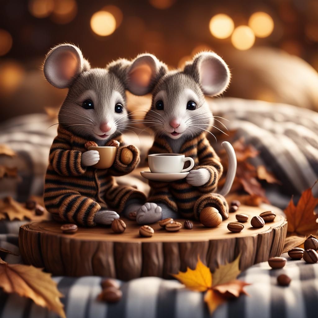 Mouse in Pajamas: Cozy Coffee Break