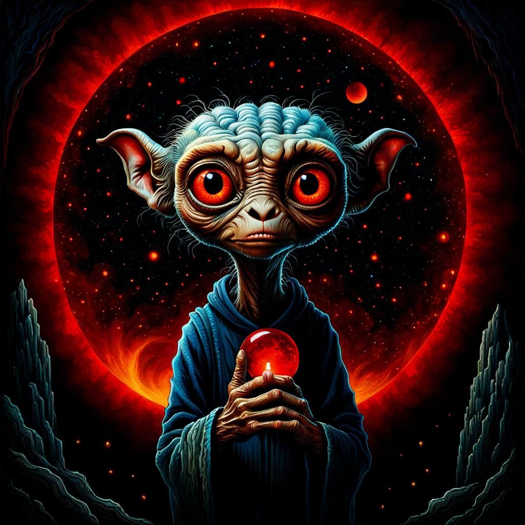 E.T. with Glowing Finger, Hyperrealistic Detail