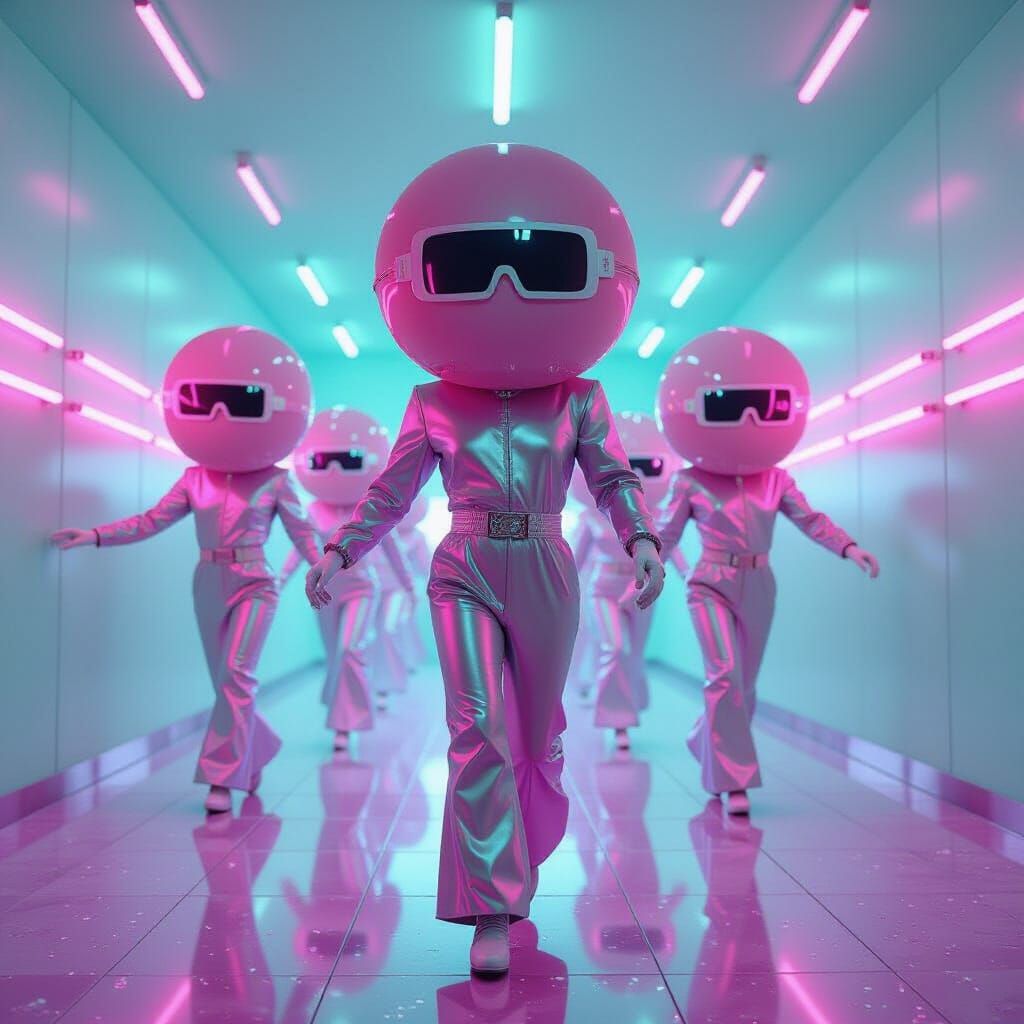 Vibrant 80s Parade with Futuristic Flair