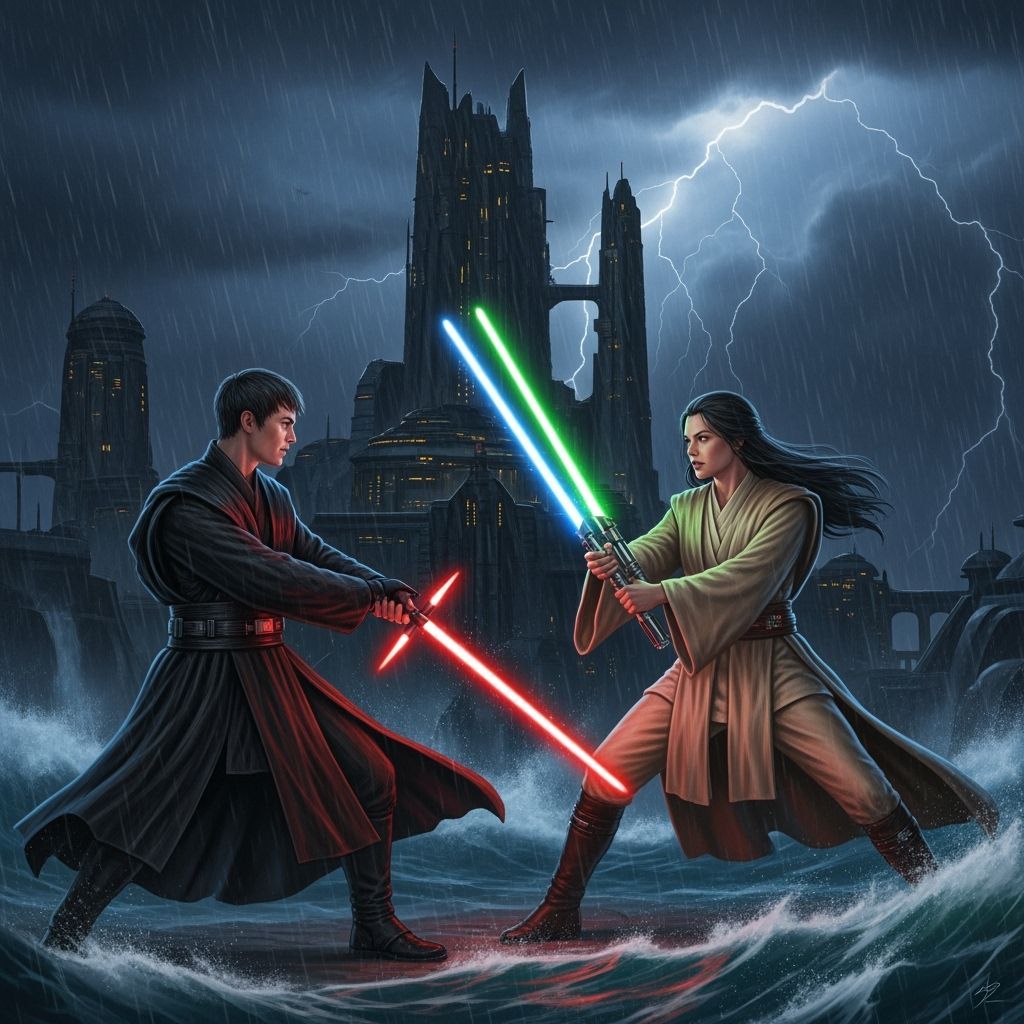 Epic Lightsaber Duel on Kamino at Night