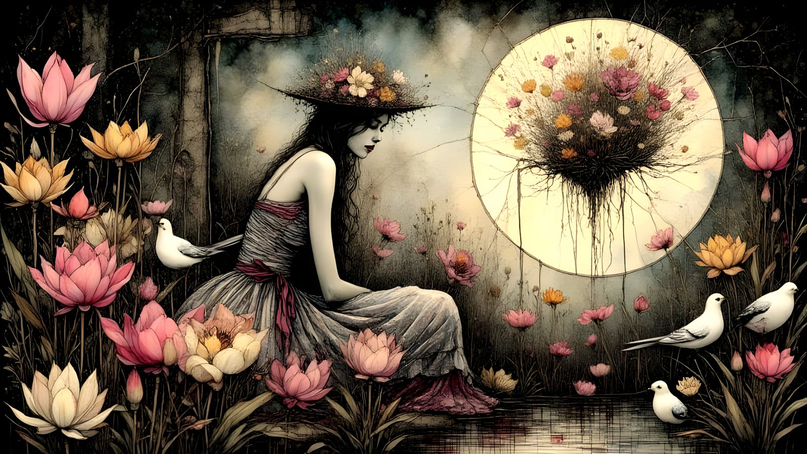 Woman in Crown Imperial Dress: Surreal Collage