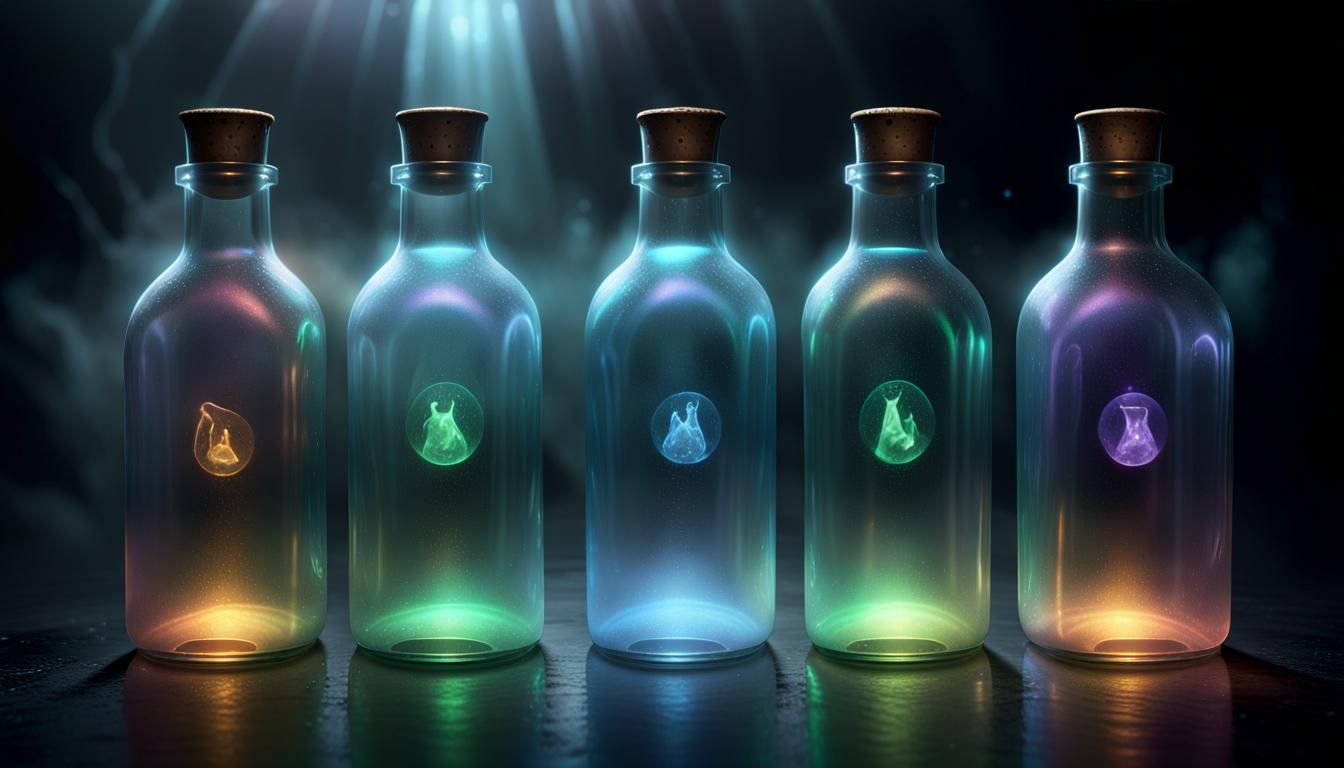 Ethereal Glass Vessels Contain Blazing Elemental Spirits in....