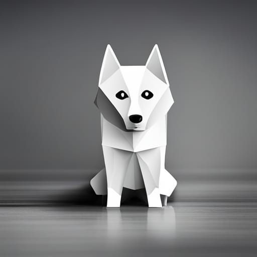 Cute Husky in Origami Papercraft Style