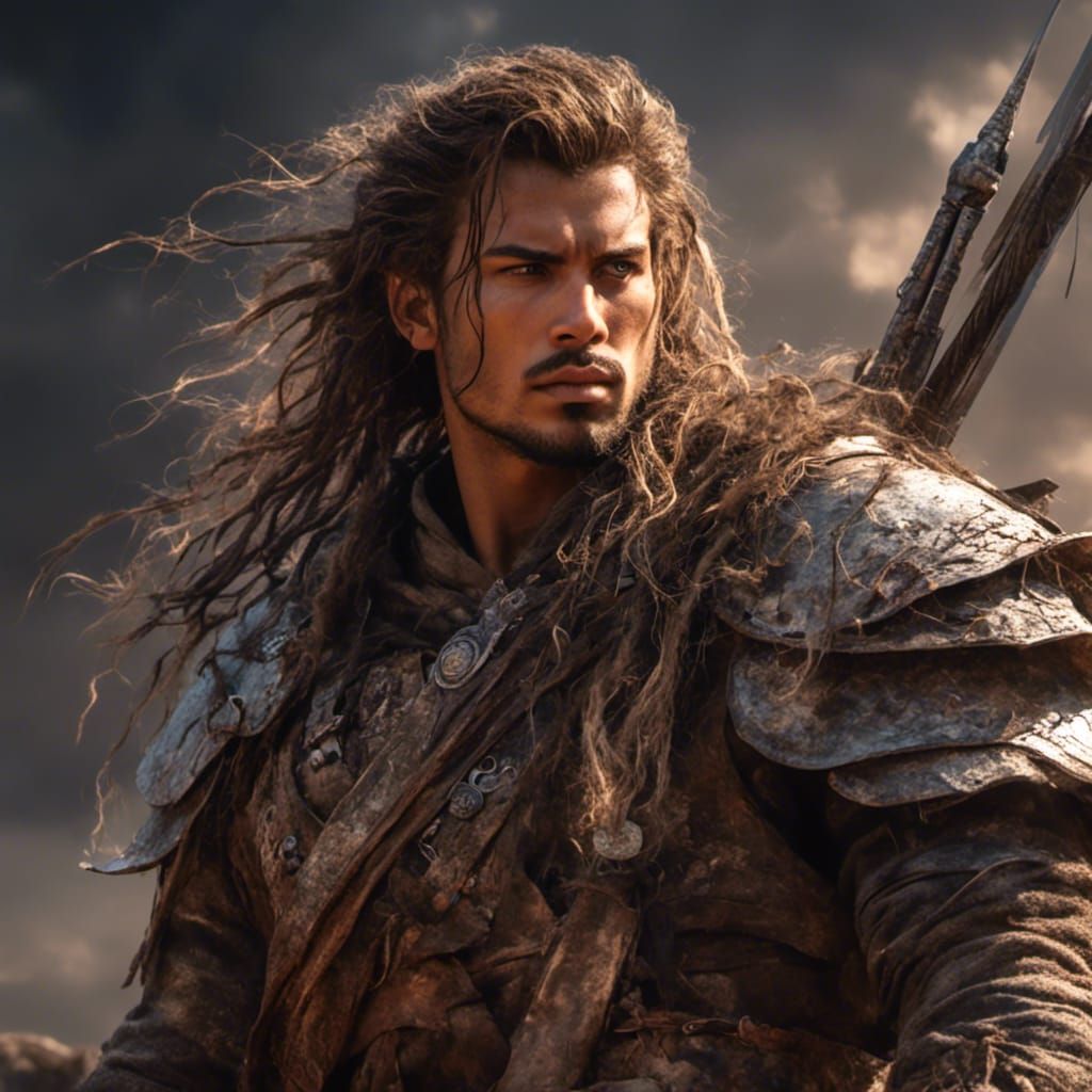 Rugged Male Warrior Concept Art in Digital Style