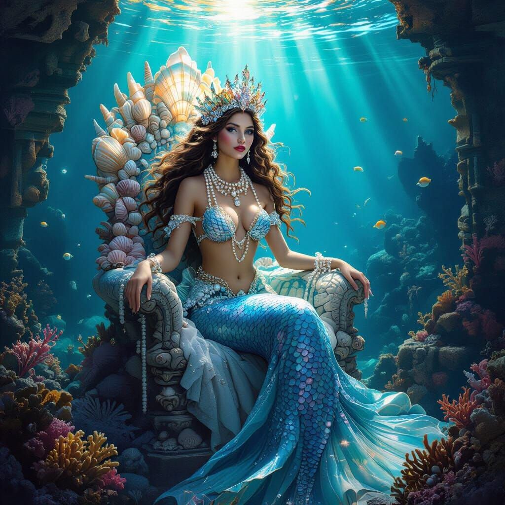 Regal Mermaid Queen of the Deep Sea