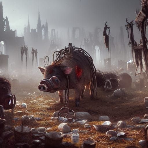 Creepy Bouncy Castle Graveyard: Dark Fantasy Art