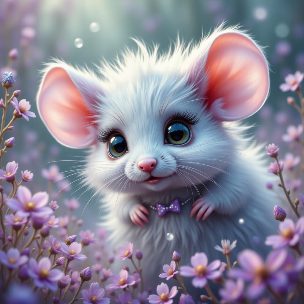 Cute Fluffy Mice with Long Lashes and Glitter Fur