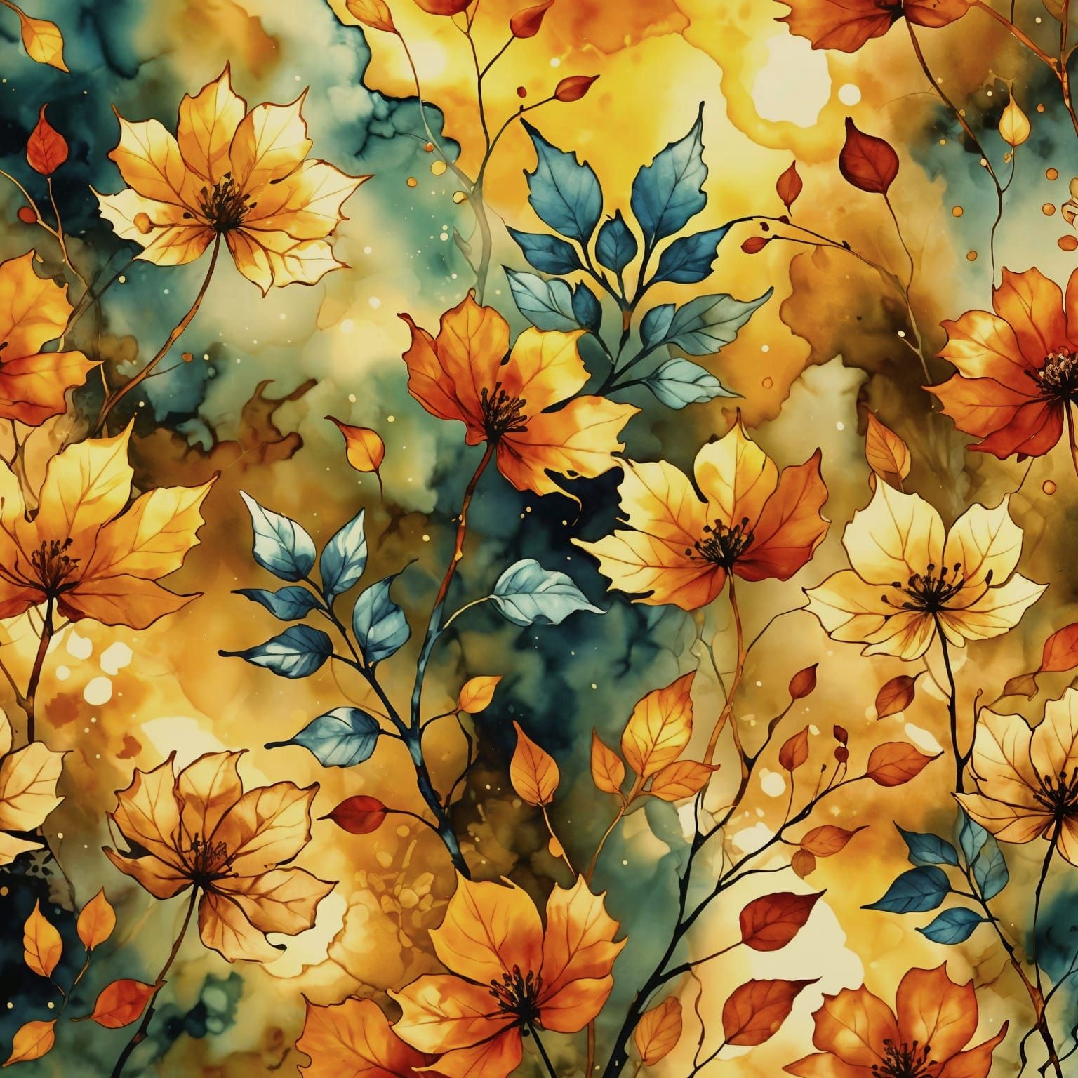 Macro Photograph of Autumn Florals in Impressionist Style