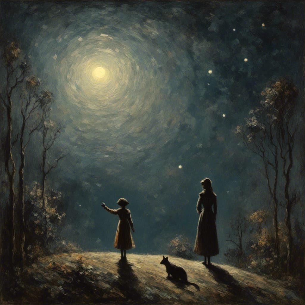 Woman Gazing at Starry Night Sky