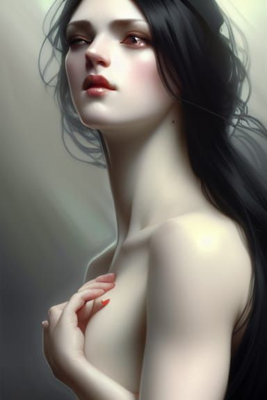 Elegant Portrait of Woman with Black Hair