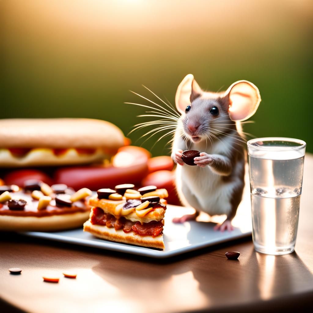 Mouse's Delight: A Feast of Pizza and Sweets