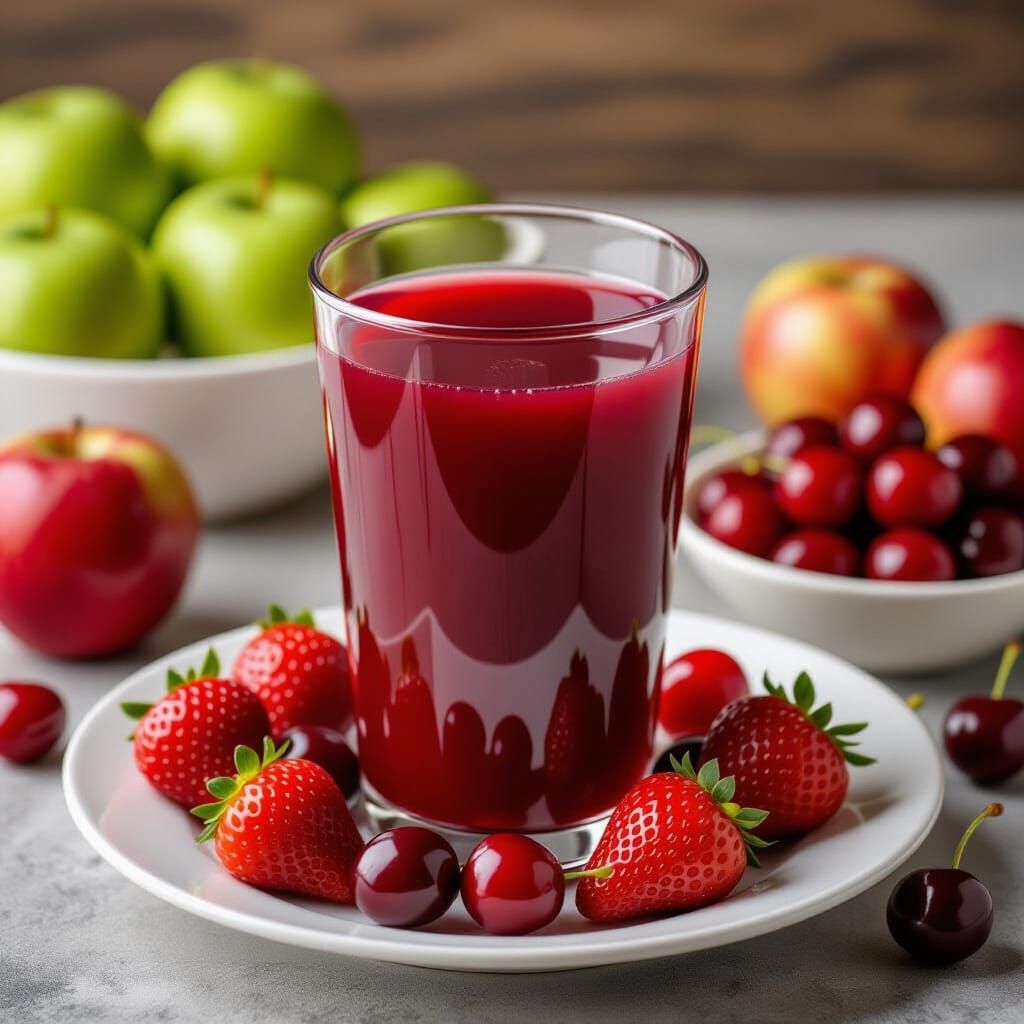 Elegant Pomegranate Juice with Fruit Still Life