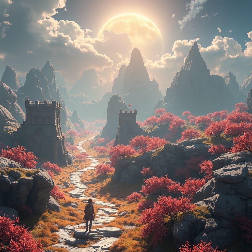 Vibrant Ethereal Landscape in Cyberpunk Style