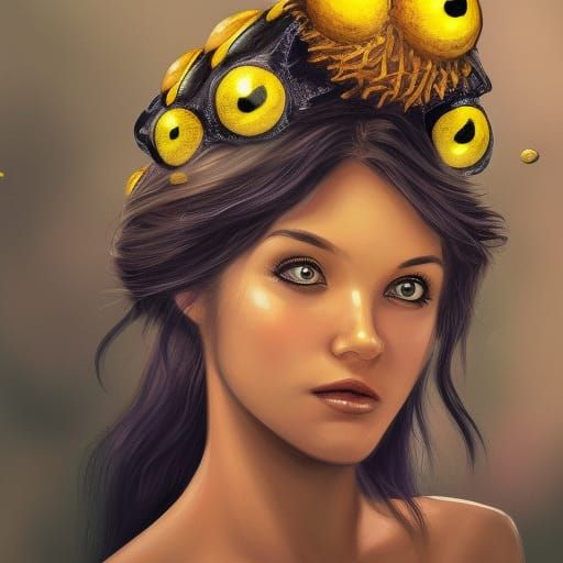 Stunning Bee Queen Portrait in Hyperdetailed Style
