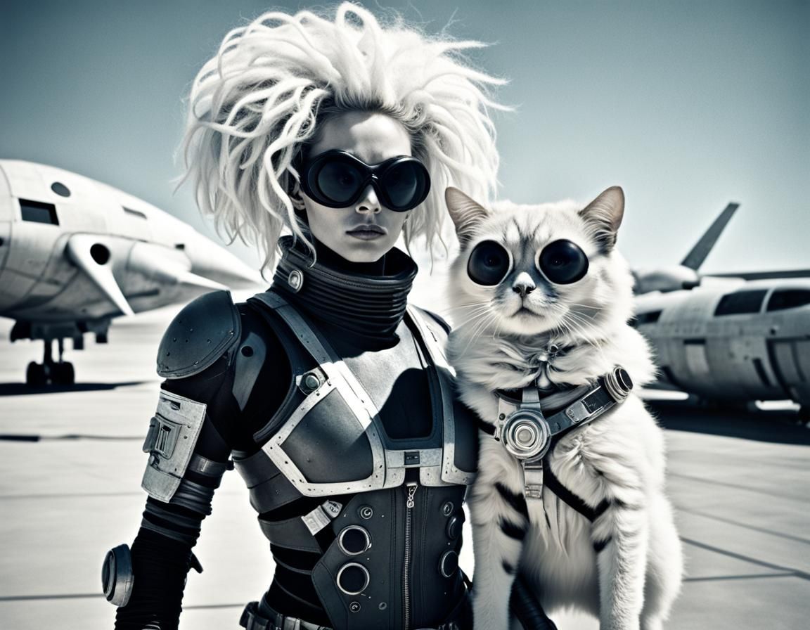 Cyberpunk Space Outlaw and Alien Pet Photograph