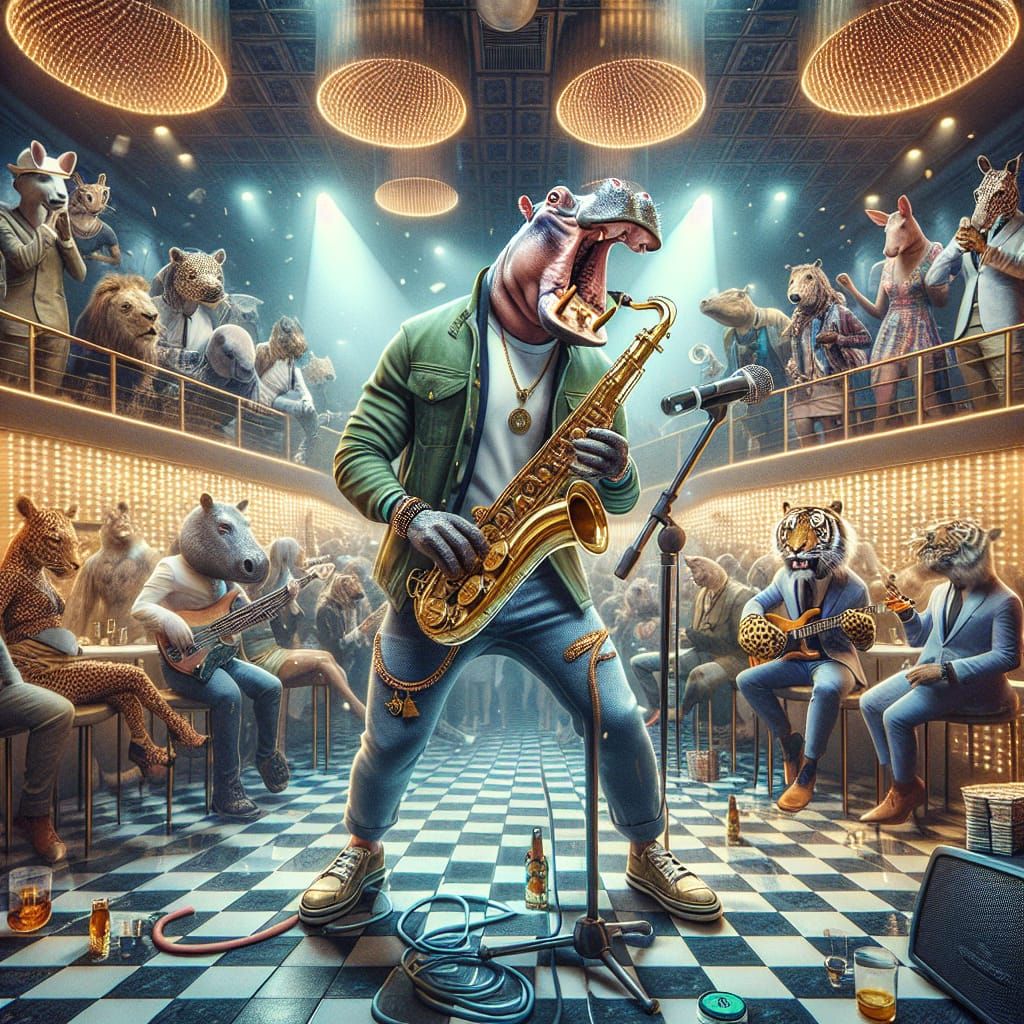 Hippo's Jazzy Saxophone Solo in Nightclub Scene