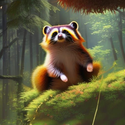 Tanuki in Detailed Manga Matte Painting