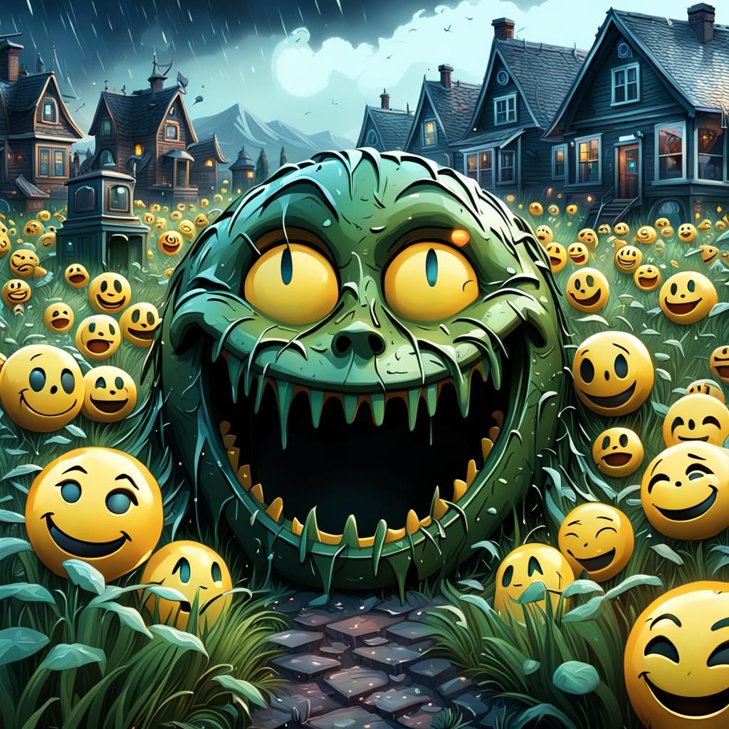 Dramatic Crying Smiley Emoji Digital Painting