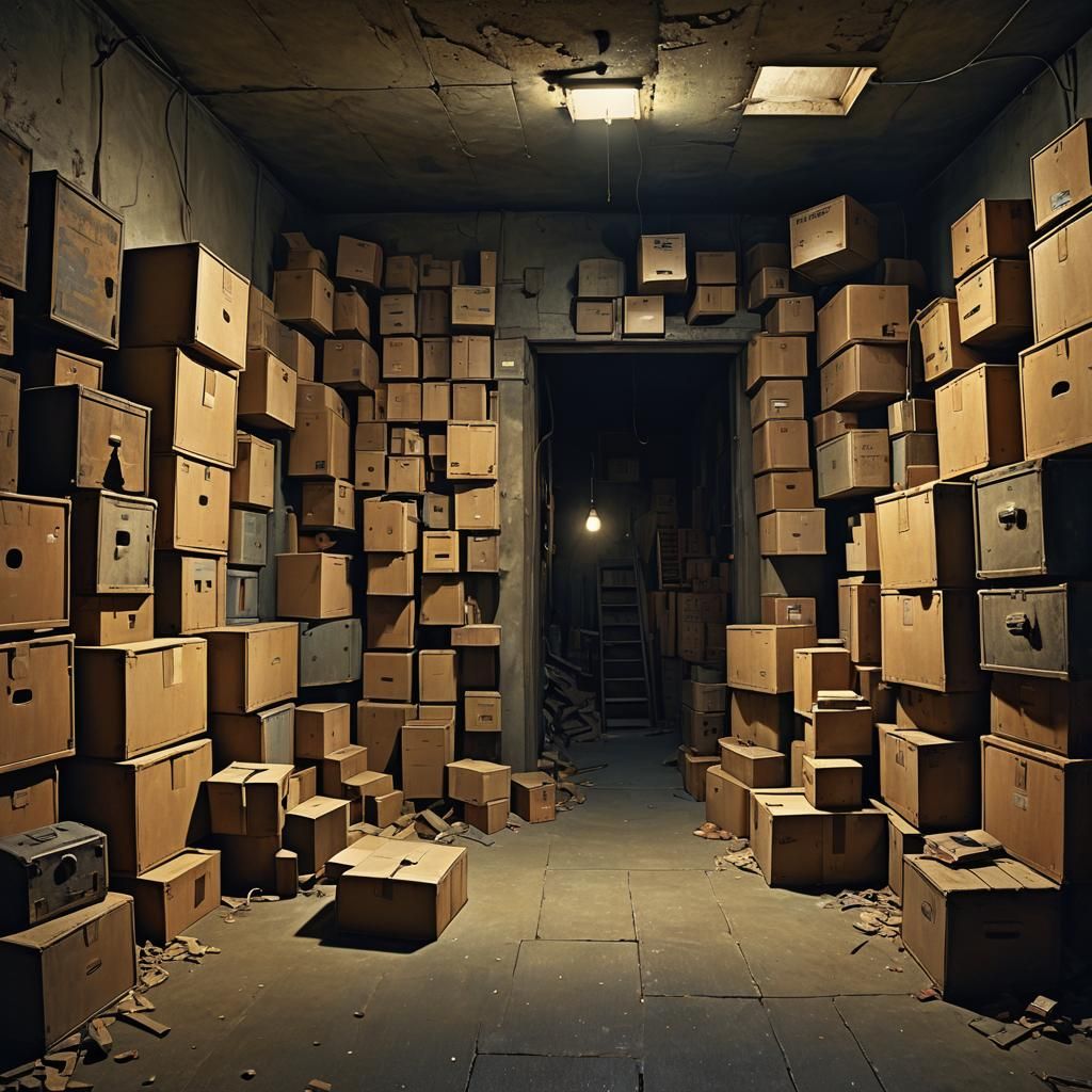 Eerie Possum in Dimly Lit Surreal Basement