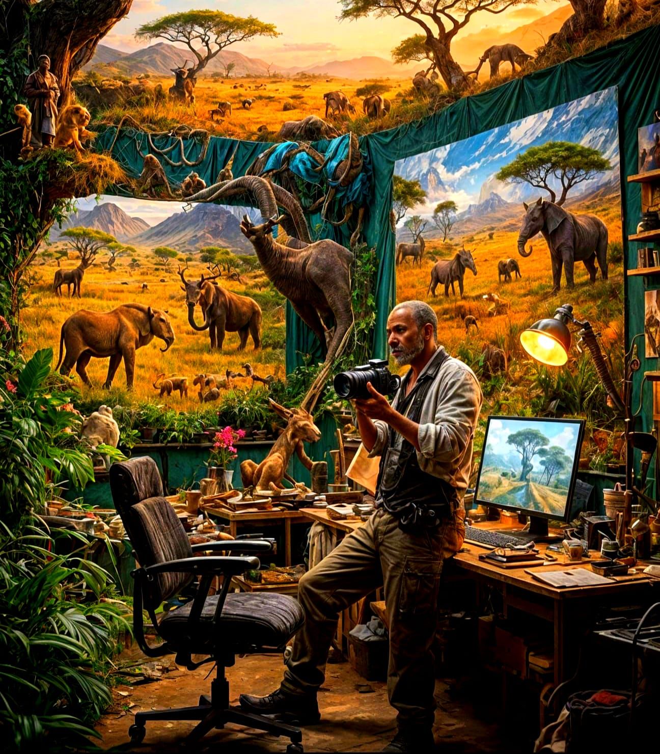 Photographer's Studio in Africa: Detailed Matte Painting