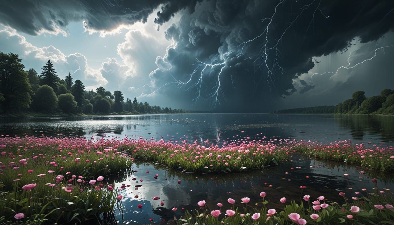 Ethereal Summer Stormscape in Surreal Landscape