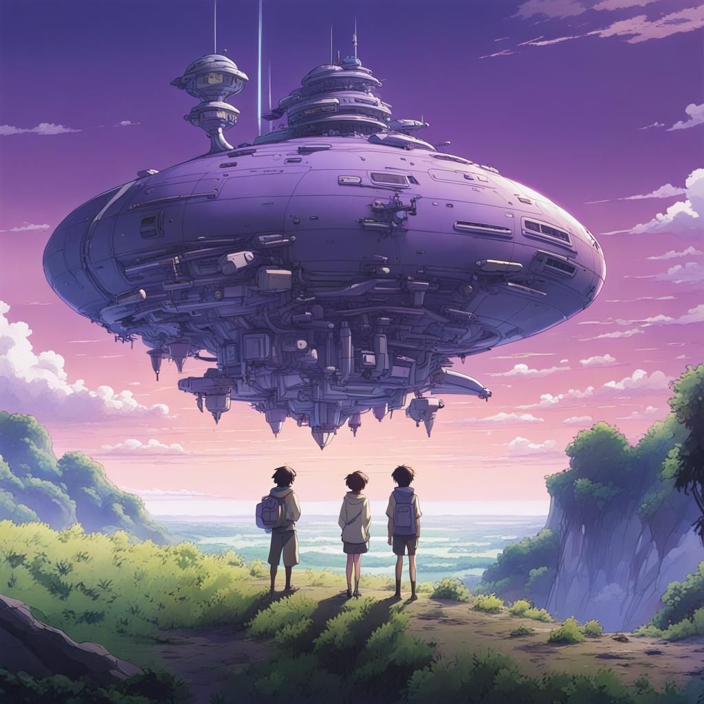 Spaceship on Purple Planet: Anime Key Visual