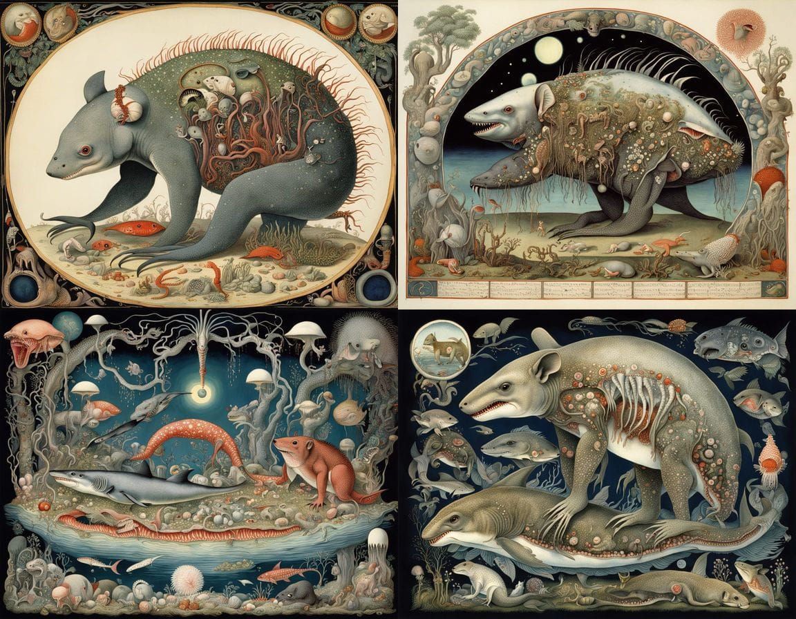 Surreal Australian Shark-Koala Mutant in Noctilucent Nightma...