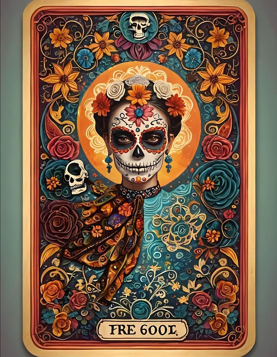 Day of the Dead Tarot Card Woman