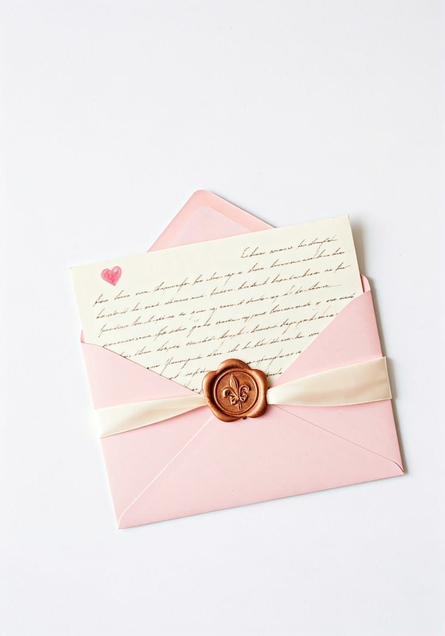 Dreamy Watercolor Love Letter with Pink Seal