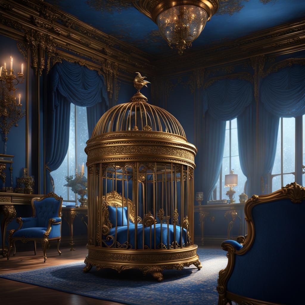 Blue Bird in Gilded Cage, Victorian Art