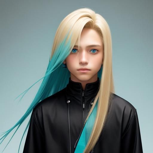 Portrait of a Blonde Boy with Turquoise Eyes