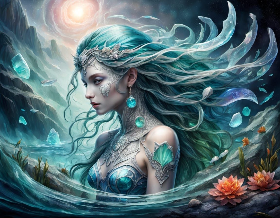 Mythical Sea Glass Creature Shimmers with Iridescent Light