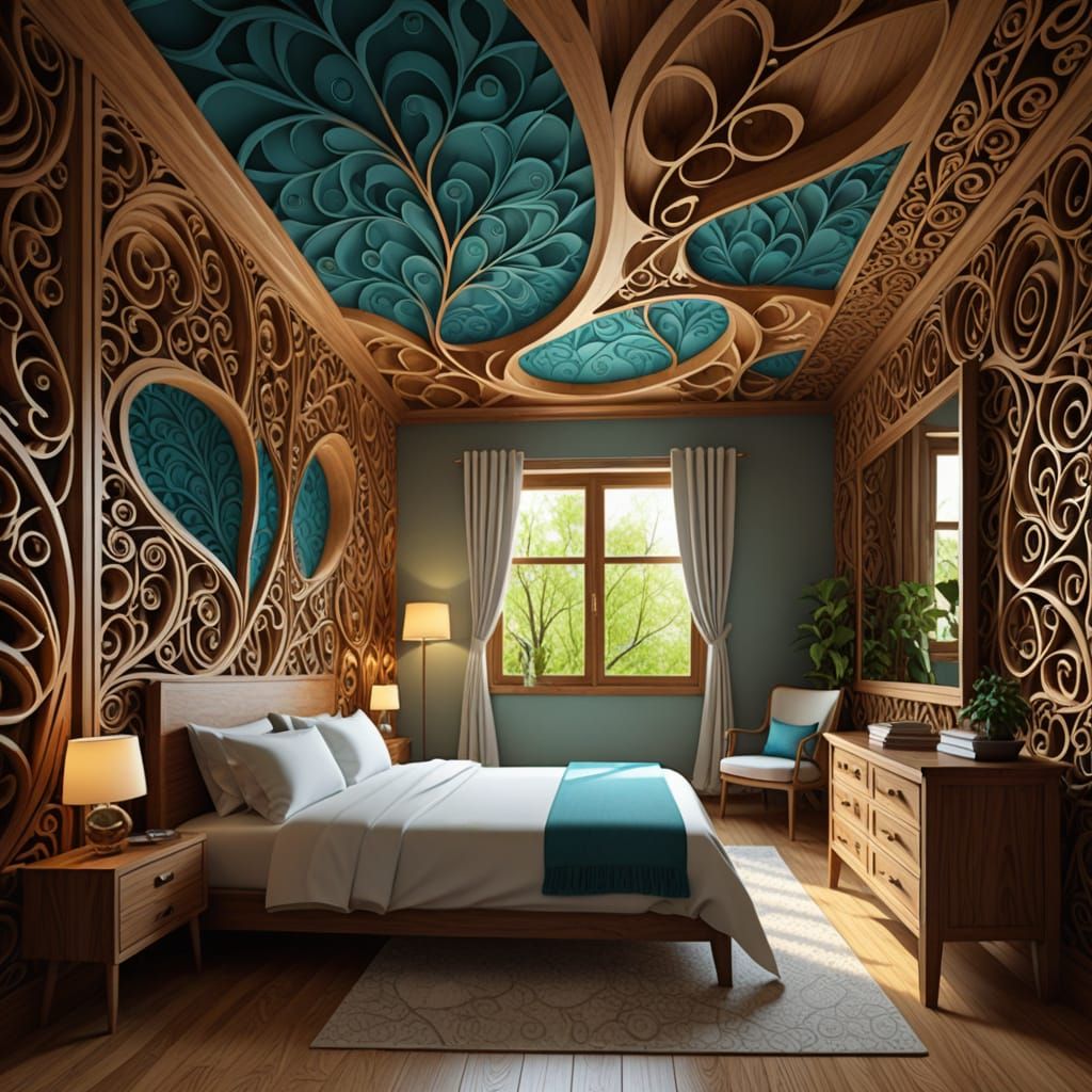 Ethereal Dormitories with Fractal Patterns and Leaf Beds