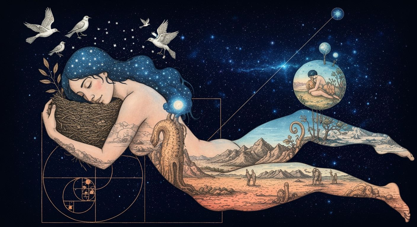 Cosmic Being Embodies Nature's Intertwined Life