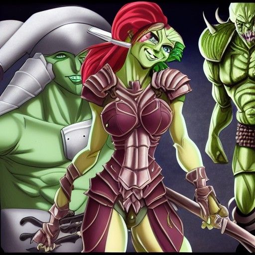 Anime Armored Greenskin Goblin Warrior Close-Up