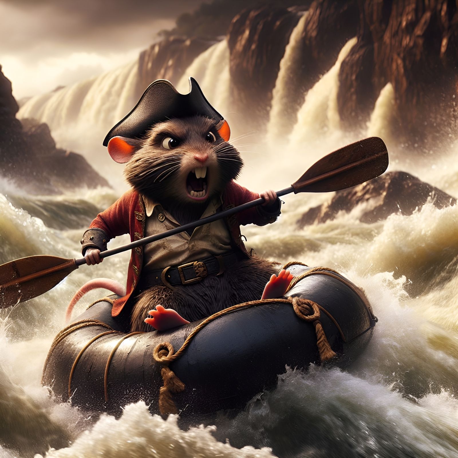 Rodent Pirate's River Rapids Adventure: Digital Matte Painti...