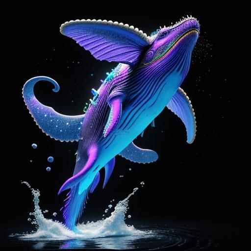Psychedelic Cosmic Whale in Oat Milk Sea
