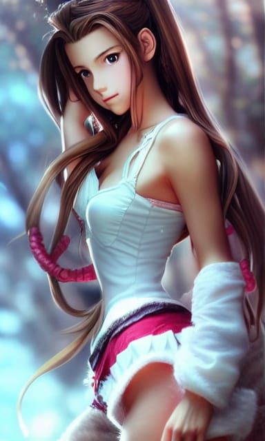 Detailed Aerith Gainsborough Portrait in Artgerm Style